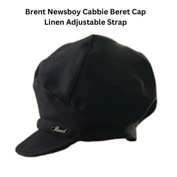 Brent Other - Brent Newsboy Cabbie Beret Cap Linen Adjustable Pull Strap Black Women's OS NWOT